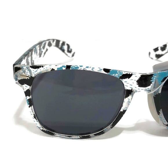NEW Clear Blue Black Leopard Print Sunglasses UV400 Retro Animal Print Beach - Picture 1 of 5